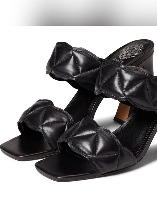 Shoes - Vince Camuto Renneya Quilted Leather Black Block Heels